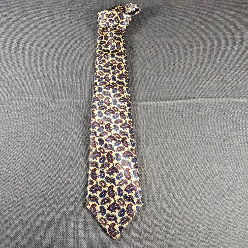 Pierre Cardin Mens Paisley Necktie Yellow Blue Red Made in USA‎ RN 20485